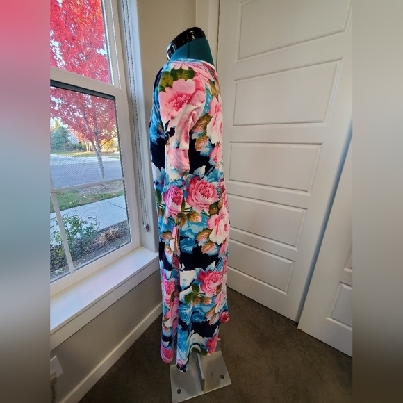SWEET SALT MODEST CLOTHING SHORT SLEEVE BLUEVPINK FLORAL MIDI DRESS WOMEN SMALL - Picture 4 of 13